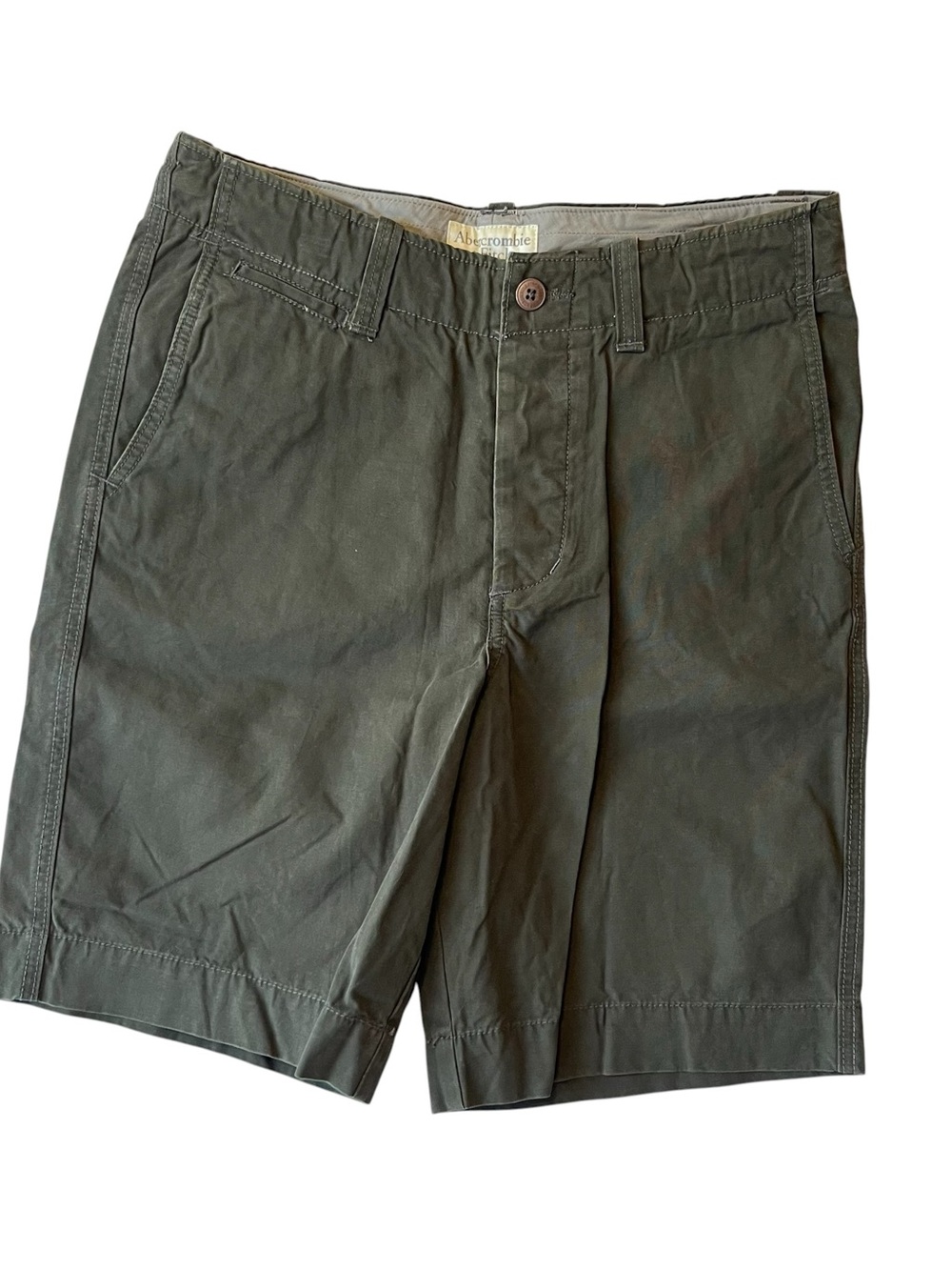 Abercrombie & Fitch chino shorts 30 Dark khaki gray 9" inseam Mens Flat front